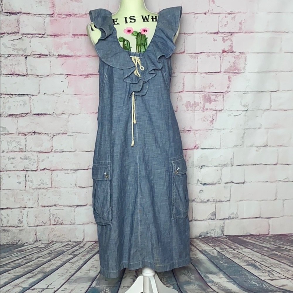 DECK BOAT DRESS!! Ralph Lauren Blue Ruffled Dress - Picture 10 of 10
